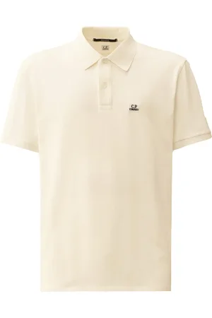 C.P. Company Unifarbenes Poloshirt mit Logo-Aufnäher