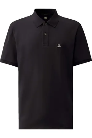 C.P. Company Unifarbenes Poloshirt mit Logo-Aufnäher