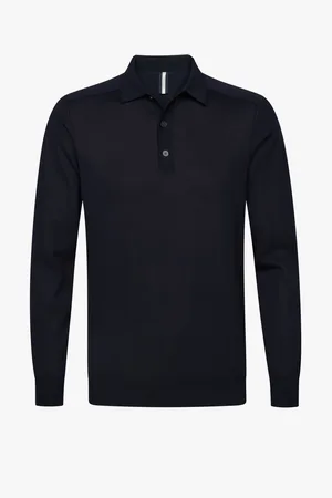 Profuomo Langarm-Poloshirt aus einem Travel-Baumwollgemisch