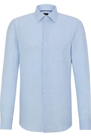 HUGO BOSS Leinenhemd in melierter Optik, Slim Fit