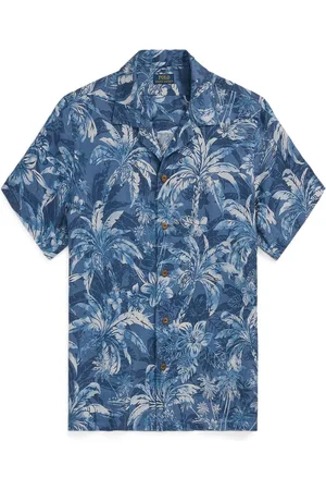 Ralph Lauren Leinen-Kurzarmhemd mit Palmen-Print, Classic Fit