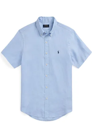 Ralph Lauren Kurzarmhemd aus Leinen mit Logo-Aufnäher, Custom Fit