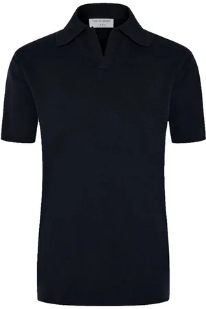 Tiger of Sweden Feinstrick-Poloshirt mit Leinenanteil und Kubakragen