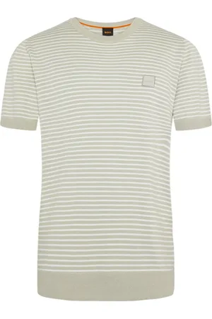HUGO BOSS Feinstrick-T-Shirt mit Ringelstreifen und Kaschmiranteil