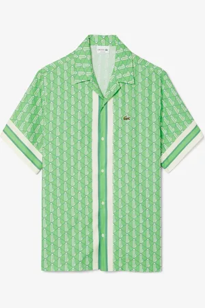 Lacoste Hemd aus einem Baumwollgemisch mit Print und Logo, Relaxed Fit