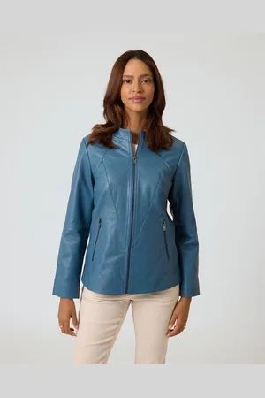Helena Vera Lederjacke mit bedrucktem Futter