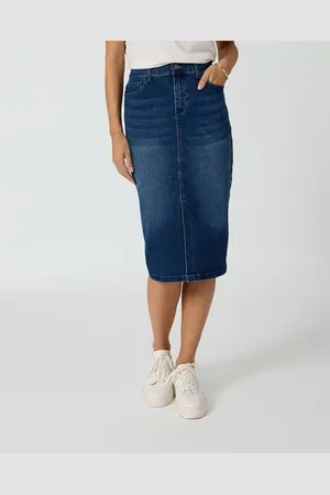 Fiora Blue Denim-Rock mit Schlitz