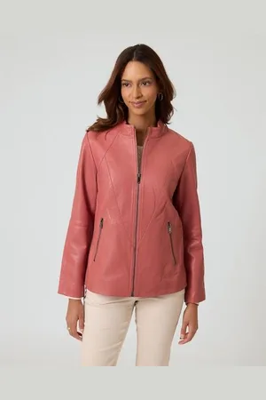 Helena Vera Lederjacke mit bedrucktem Futter