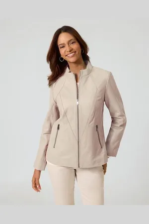 Helena Vera Lederjacke mit bedrucktem Futter