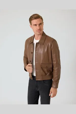 THOMAS RATH Lederjacke mit Knopfverschluss