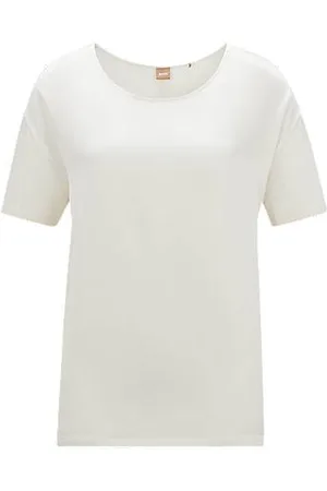 HUGO BOSS Regular-Fit T-Shirt mit Vorderseite aus Stretch-Seide