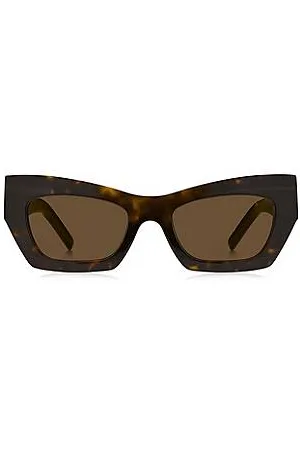 HUGO BOSS Sonnenbrille aus Acetat mit Havanna-Muster und charakteristischen Metalldetails