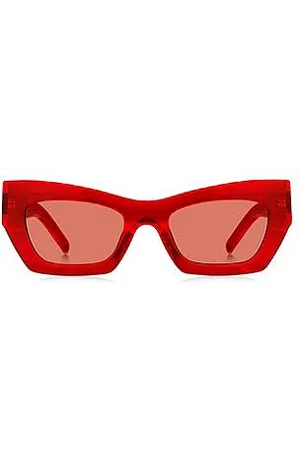 HUGO BOSS Sonnenbrille aus rotem Acetat mit charakteristischen Metalldetails