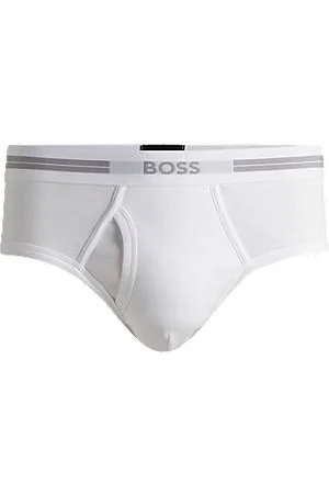 HUGO BOSS Slip aus gerippter Baumwolle mit Eingriff und Logo am Bund