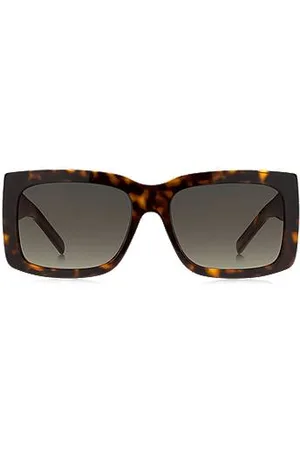 HUGO BOSS Sonnenbrille aus Bio-Acetat mit Havanna-Muster und charakteristischen Metalldetails