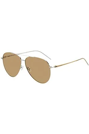 HUGO BOSS Camelfarbene Sonnenbrille aus leichtem Stahl