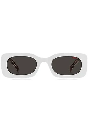 HUGO BOSS Sonnenbrille aus weißem Acetat mit abnehmbarem Slogan-Riemen