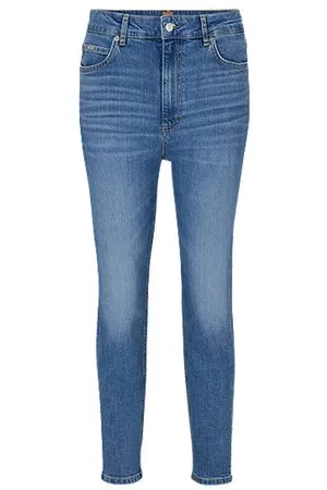HUGO BOSS Blaue Cropped-Jeans aus bequemem Stretch-Denim mit hohem Bund