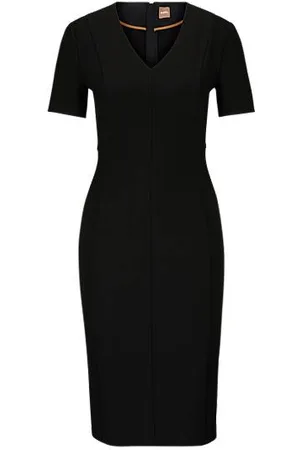 HUGO BOSS Kleid aus elastischem Gewebe mit V-Ausschnitt