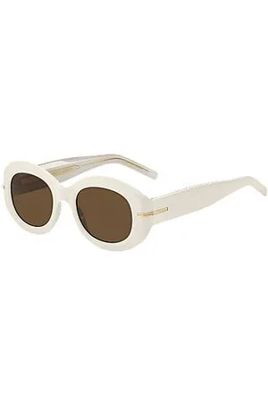 HUGO BOSS Sonnenbrille aus weißem Acetat mit charakteristischen goldfarbenen Details