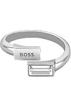 HUGO BOSS Silberfarbener Ring mit Baguette-Kristall