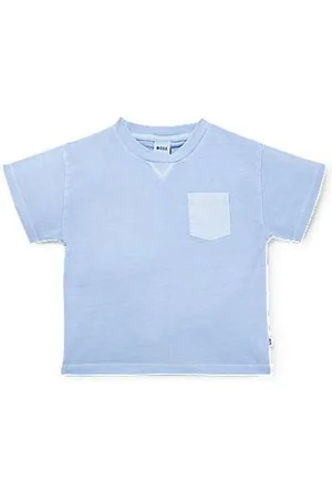 HUGO BOSS Kids-T-Shirt aus Baumwolle in verwaschener Optik mit Logo-Stickerei
