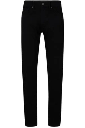 HUGO BOSS Maine Schwarze Regular-Fit Jeans aus bequemem Stretch-Denim