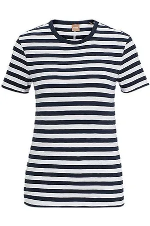 HUGO BOSS Gestreiftes T-Shirt aus strukturierter Baumwolle