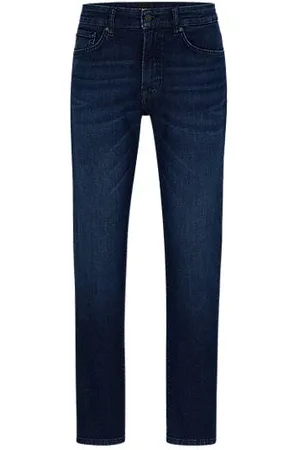 HUGO BOSS Maine Dunkelblaue Regular-Fit Jeans aus bequemem Stretch-Denim