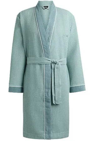 HUGO BOSS Morgenmantel aus Baumwolle mit Wabenstruktur und kontrastierenden Terry-Details