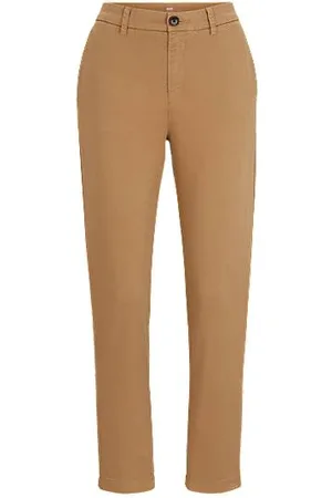 HUGO BOSS Regular-Fit Hose aus elastischem Baumwoll-Satin