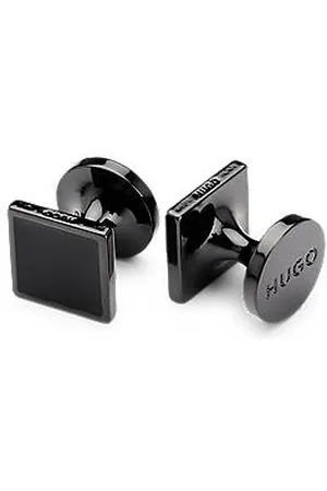 HUGO BOSS Viereckige Manschettenknöpfe mit Emaille-Einsatz und Logo