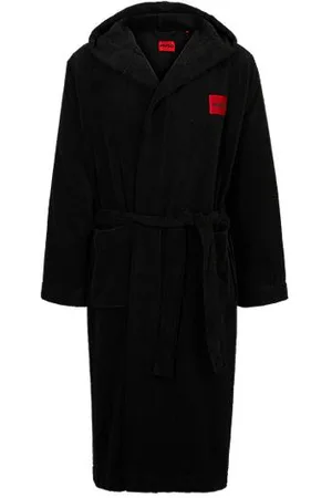 HUGO BOSS Morgenmantel aus Baumwoll-Terry mit rotem Logo-Label