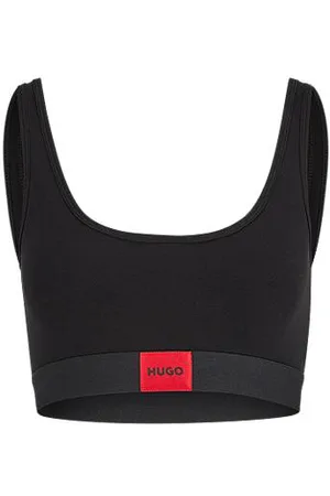 HUGO BOSS Bralette aus Stretch-Baumwolle mit rotem Logo-Label