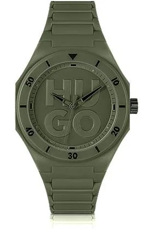 HUGO BOSS Grüne Uhr mit tonalem Silikonarmband