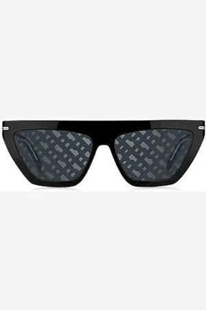 HUGO BOSS Schwarze Sonnenbrille aus Acetat mit Monogramm-Muster auf den Gläsern