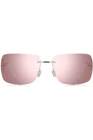 HUGO BOSS Sonnenbrille mit rosafarbenen Gläsern und Stack-Logo an den Bügeln