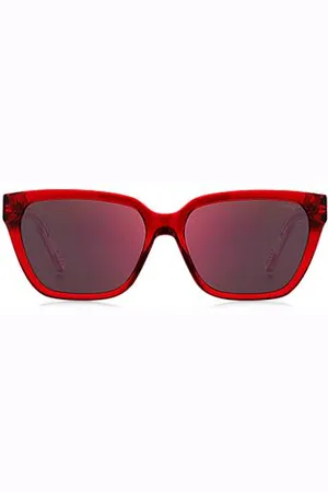 HUGO BOSS Sonnenbrille aus rotem Acetat mit Bügeln in Dégradé-Optik