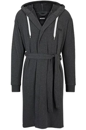 HUGO BOSS Morgenmantel mit Kapuze und Logo-Print an den Ärmeln