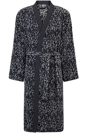 HUGO BOSS Morgenmantel aus Baumwoll-Jacquard mit Logo-Stickerei