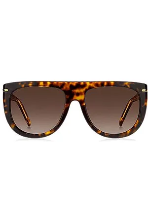 HUGO BOSS Sonnenbrille aus Acetat mit Havanna-Muster und goldfarbenen Metalldetails