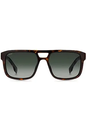 HUGO BOSS Sonnenbrille aus gemustertem Acetat mit Doppelsteg und 3D-Logo