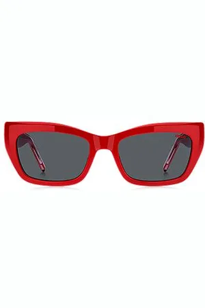 HUGO BOSS Sonnenbrille aus rotem Acetat mit mehrlagigen Bügeln