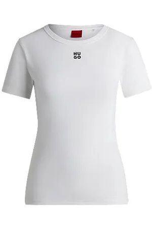 HUGO BOSS T-Shirt aus Baumwoll-Mix mit gesticktem Stack-Logo