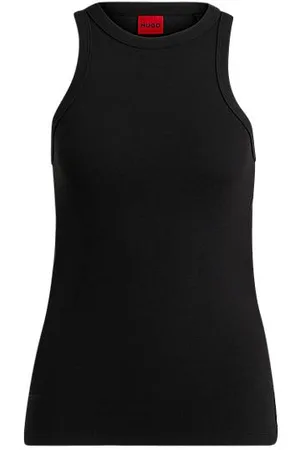HUGO BOSS Geripptes Tanktop aus Baumwoll-Mix mit Logo-Print