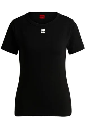 HUGO BOSS T-Shirt aus Baumwoll-Mix mit gesticktem Stack-Logo