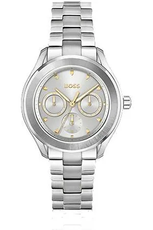 HUGO BOSS Uhr mit Gliederarmband und grauem Zifferblatt