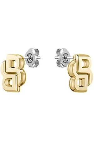 HUGO BOSS Goldfarbene Ohrringe mit Double-B-Monogramm