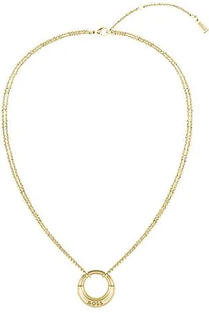 HUGO BOSS Goldfarbene Halskette mit Logo-Anhänger