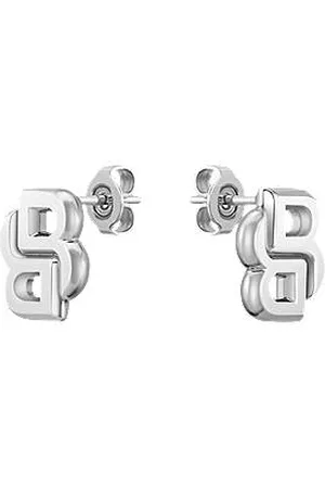 HUGO BOSS Silberfarbene Ohrringe mit Double-B-Monogramm